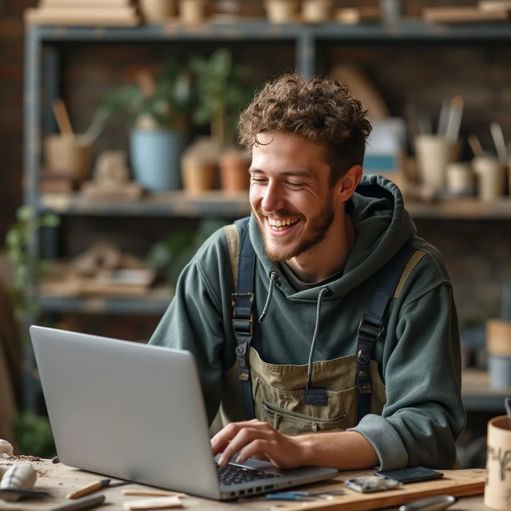 Hombre con compu reparada